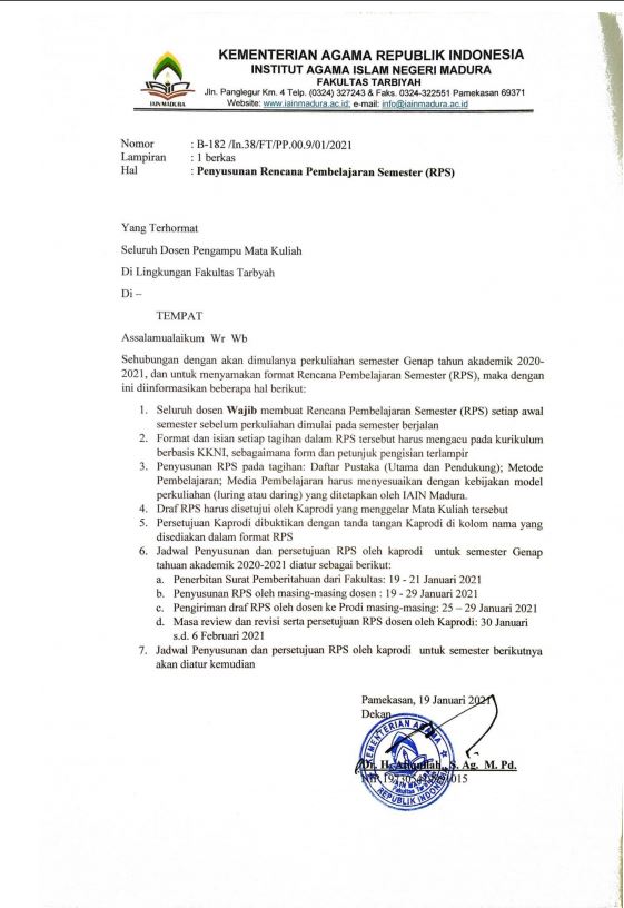 FORM PENYUSUNAN RENCANA PEMBELAJARAN SEMESTER (RPS)